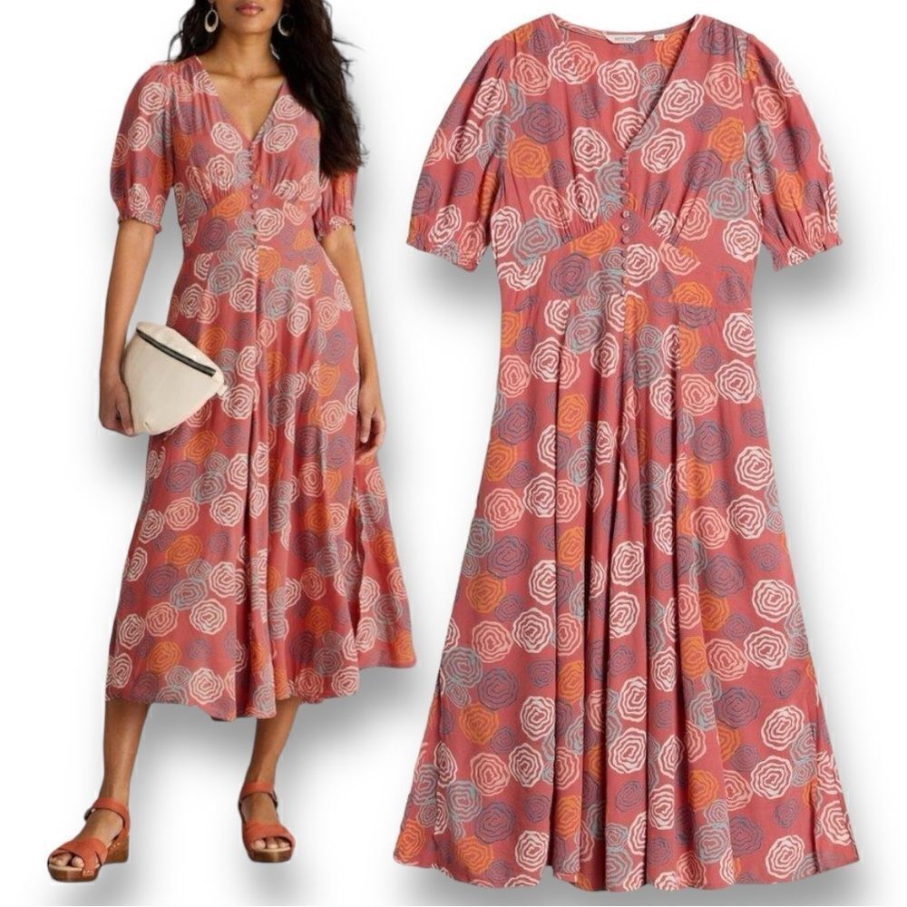 WHITE STUFF Women’s Hazel Bias Cut Tea Length Dress in the Size UK 10/US 4-6